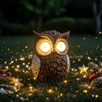 Lampe solaire hibou en résine pour jardin, yeux lumineux, 19,5 cm