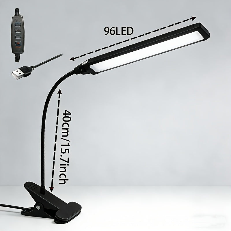 Lampe à pince barre 96 LED noire pour manucure et dessin, col métal