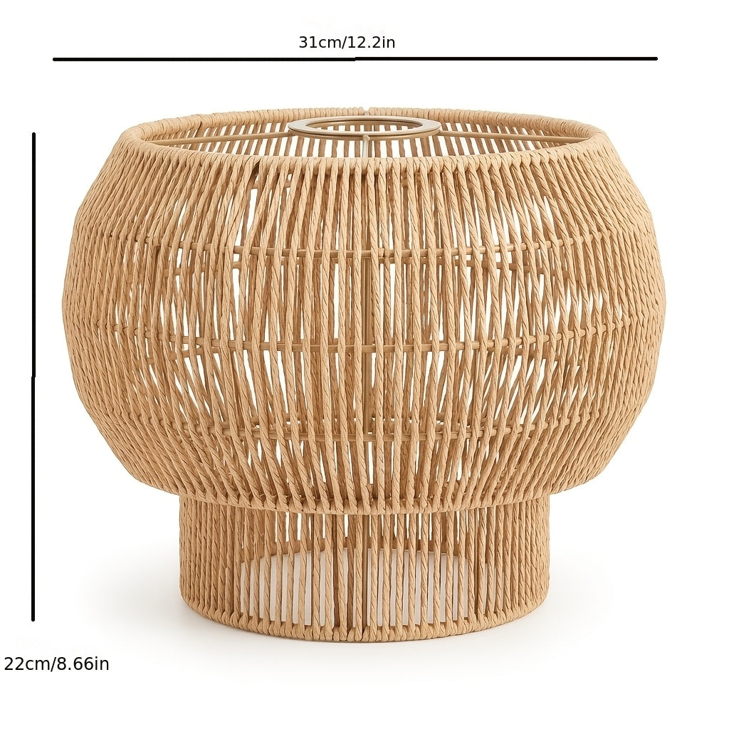 Abat-jour lanterne en cordelette torsadée naturelle, Ø 31 x H 22 cm