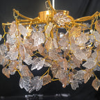 Lustre feuillage de cristal champagne et transparent, Ø 30 cm