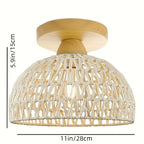 Plafonnier dôme en corde tressée Ø 28 cm, naturel ou blanc