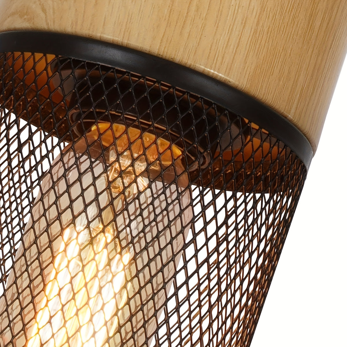Suspension 3 cylindres grillagés effet bois, douille E27