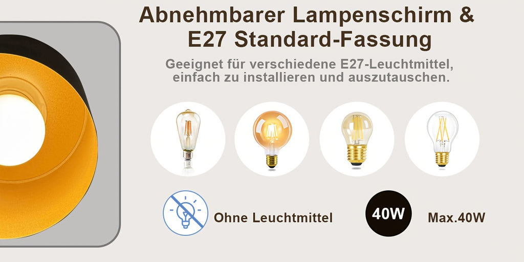Lampe de chevet noire en métal à tête orientable, douille E27