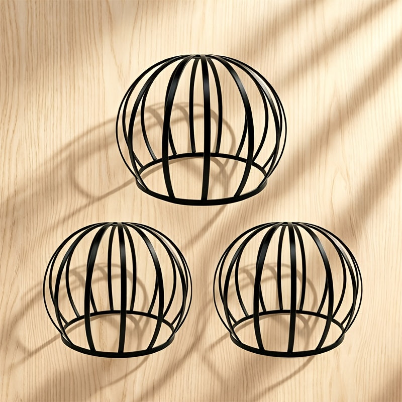 Abat-jour cage en lamelles de métal noir, lot de 2, Ø 18,5 cm