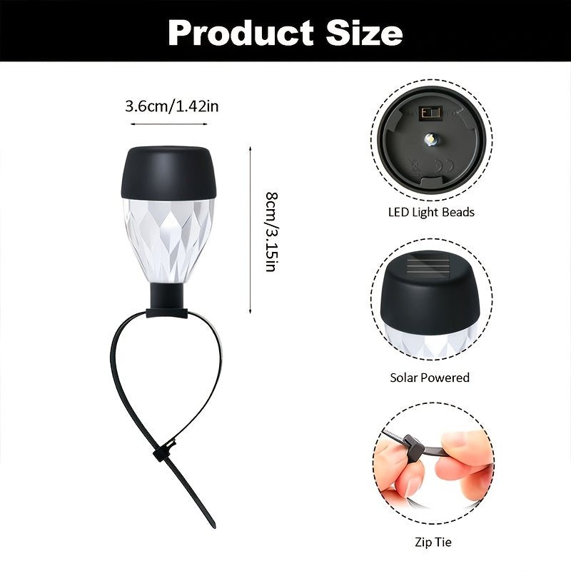 Lot de 8 lampes solaires pour rampe et clôture, fixation collier