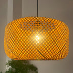 Grand abat-jour en bambou tressé, tambour arrondi Ø 45 cm
