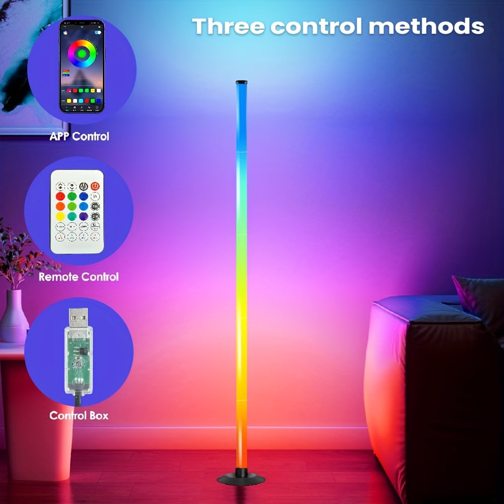 Lampadaire d'angle LED RGBIC avec application et télécommande, 122 cm