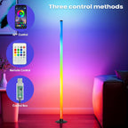 Lampadaire d'angle LED RGBIC avec application et télécommande, 122 cm