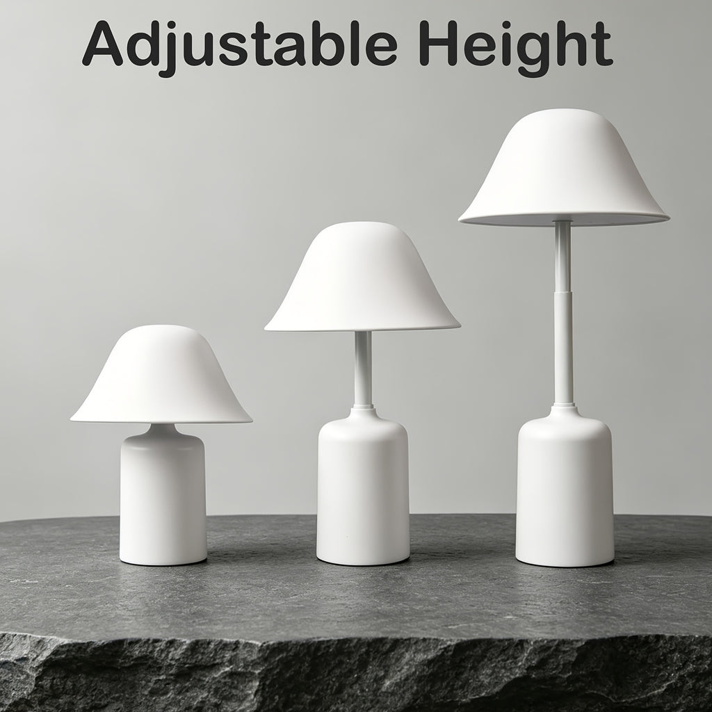 Lampe champignon blanche à hauteur réglable, sans fil et tactile