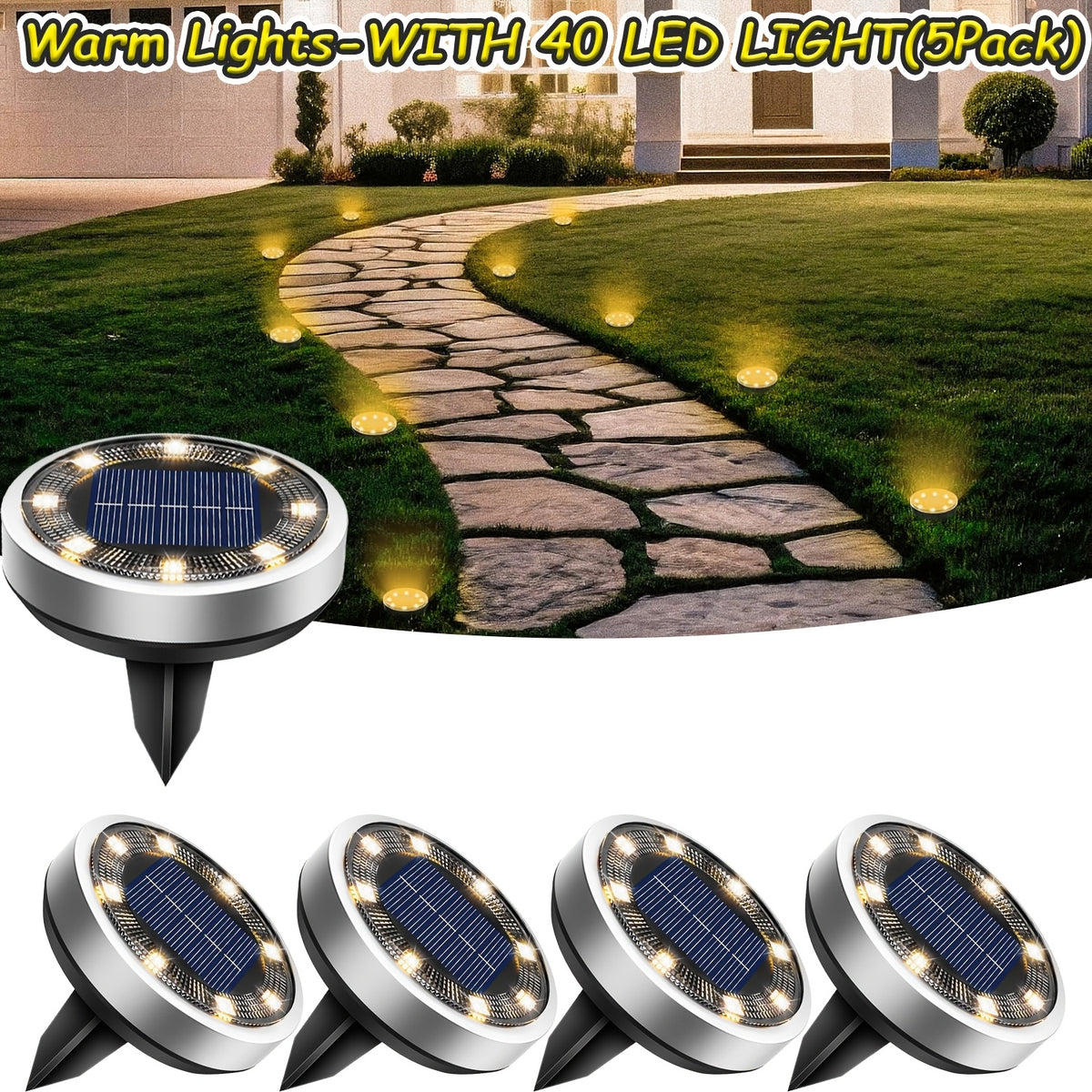 Lumières Chaudes / Lot de 5 (40 LUMIÈRES LED)