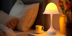 Lot de 2 lampes champignon sans fil blanches, tactiles, 24,5 cm