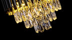 Lustre à lamelles noires et dorées sur cascade de cristal, Ø 40 cm