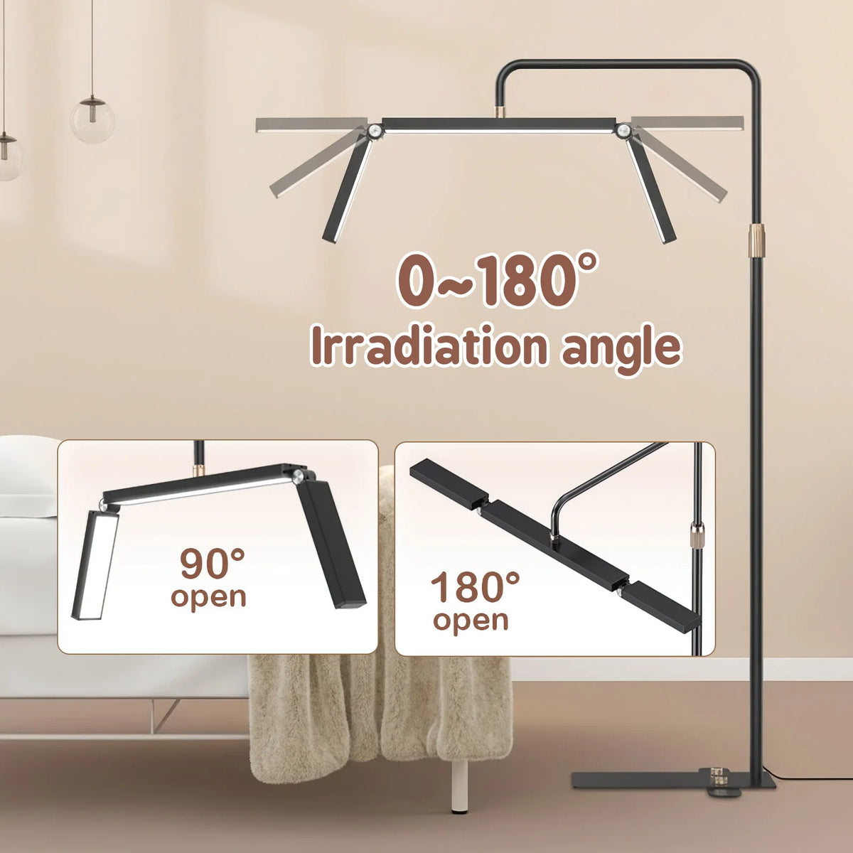 Lampadaire LED à double panneau articulé, télécommande, 3200-5600K