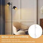Lampadaire noir à deux spots pivotants intérieur doré, E14, 145 cm