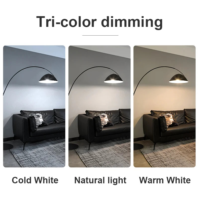 Lampadaire arc noir à tige télescopique, dôme Ø 30 cm, 185 cm