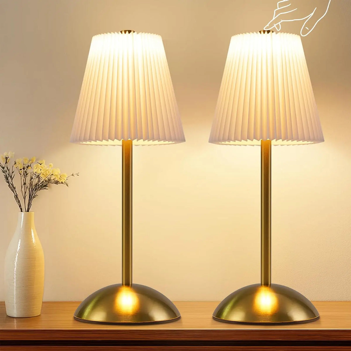 Paire de lampes plissées pour la salle à manger