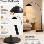 Lampadaire arc noir à tige télescopique, dôme Ø 30 cm, 185 cm