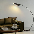 Lampadaire arc design à abat-jour feuille noir, 200 cm de haut