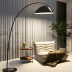 Lampadaire arc noir à tige télescopique, dôme Ø 30 cm, 185 cm