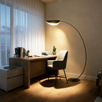 Lampadaire arc design à abat-jour feuille noir, 200 cm de haut