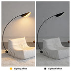 Lampadaire arc design à abat-jour feuille noir, 200 cm de haut