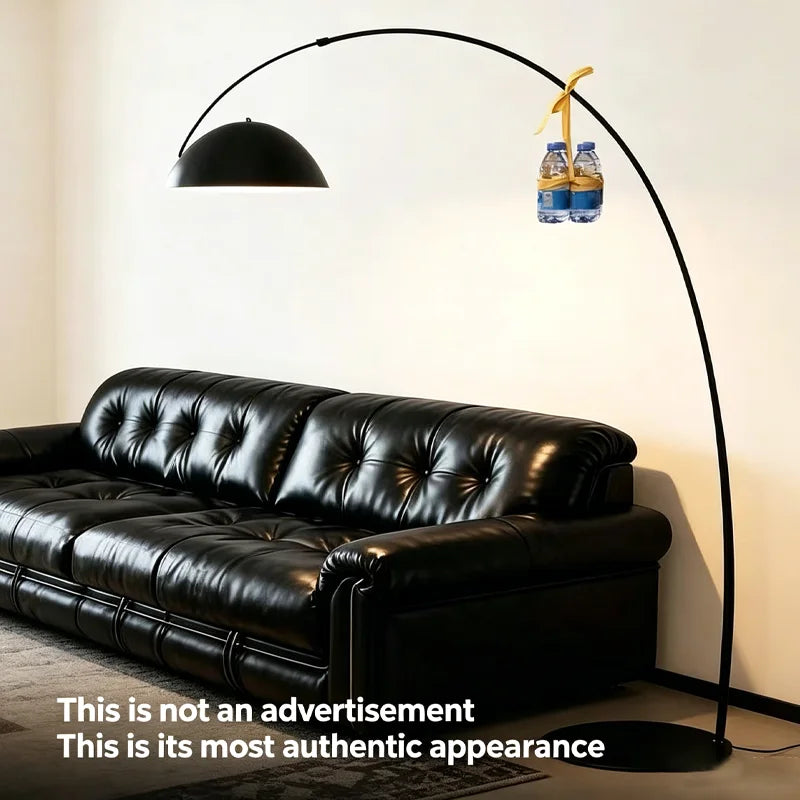 Lampadaire arc noir à tige télescopique, dôme Ø 30 cm, 185 cm