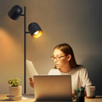 Lampadaire noir à deux spots pivotants intérieur doré, E14, 145 cm