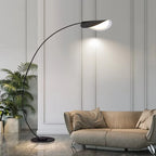Lampadaire arc design à abat-jour feuille noir, 200 cm de haut
