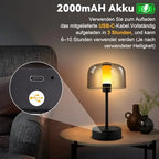 Lampe portable sans fil noire à dôme fumé, tactile 1800K à 6500K