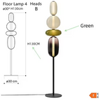 Lampadaire à globes de verre coloré empilés, ampoules LED fournies