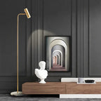 Lampadaire liseuse fin à spot cylindrique et socle en marbre
