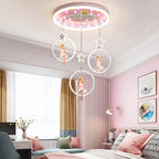 Lustre LED de chambre de fille, figurines sur balançoires et étoiles
