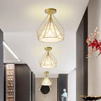 Suspension cage diamant dorée de 26 cm, version suspendue ou plafond