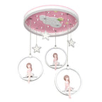 Lustre LED de chambre de fille, figurines sur balançoires et étoiles