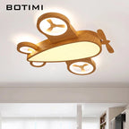 Plafonnier LED avion pour chambre d'enfant, effet bois, variateur