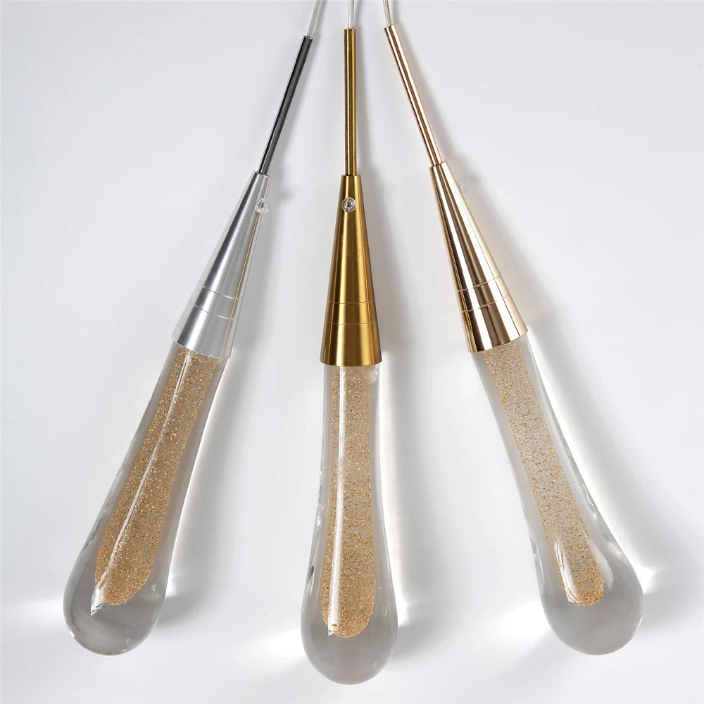 Suspension LED goutte en verre bullé, 3 W, câble de 150 cm