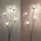 Lampadaire pissenlit en cristal et métal chromé, 3 ou 5 têtes