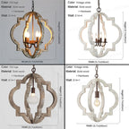 Lustre quadrilobe en bois patiné à 4 chandelles E14, style campagne