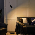 Lampadaire liseuse LED à spot tubulaire orientable, noir ou blanc