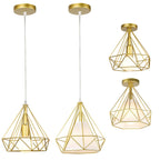 Suspension cage diamant dorée de 26 cm, version suspendue ou plafond