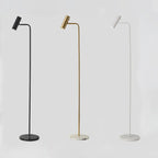 Lampadaire liseuse fin à spot cylindrique et socle en marbre