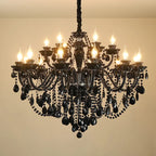 Lustre baroque noir en cristal de 6 à 24 bras, douilles E14