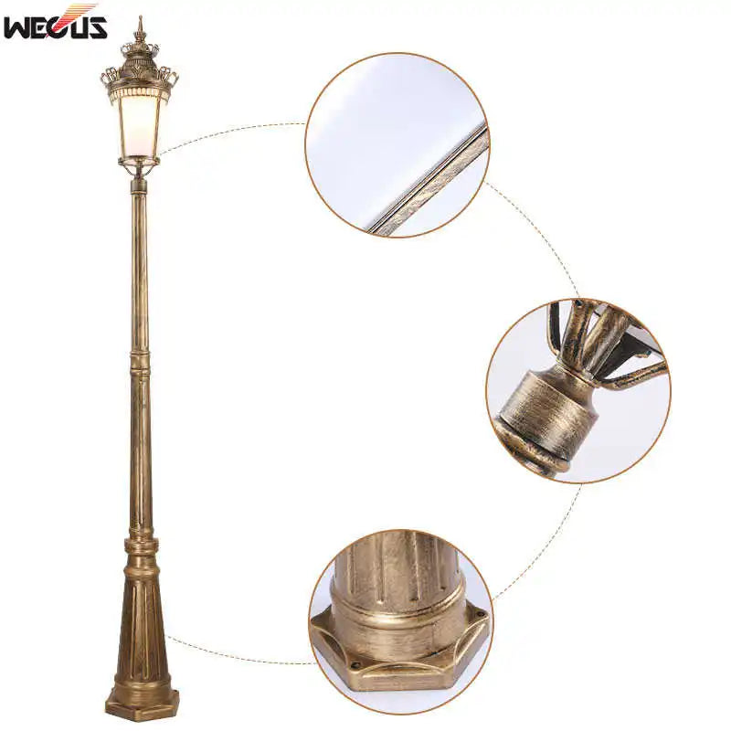 Lampadaire extérieur à l'ancienne en aluminium, 175 ou 220 cm