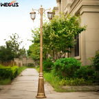 Lampadaire de jardin 230 cm à 2 ou 3 lanternes, aluminium et verre