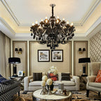 Lustre baroque noir en cristal de 6 à 24 bras, douilles E14