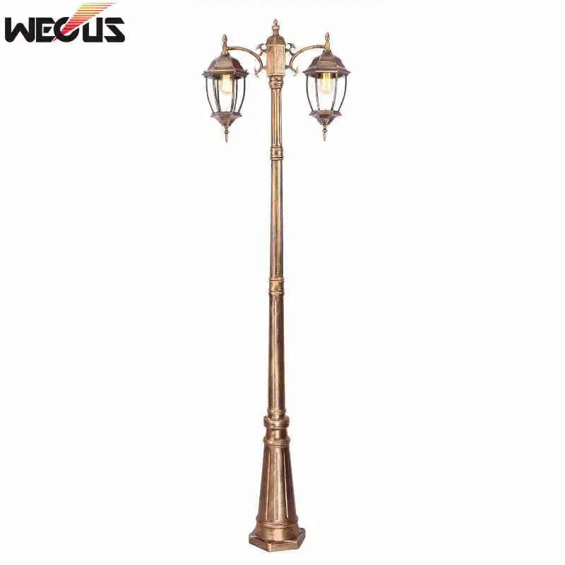 Lampadaire de jardin 230 cm à 2 ou 3 lanternes, aluminium et verre