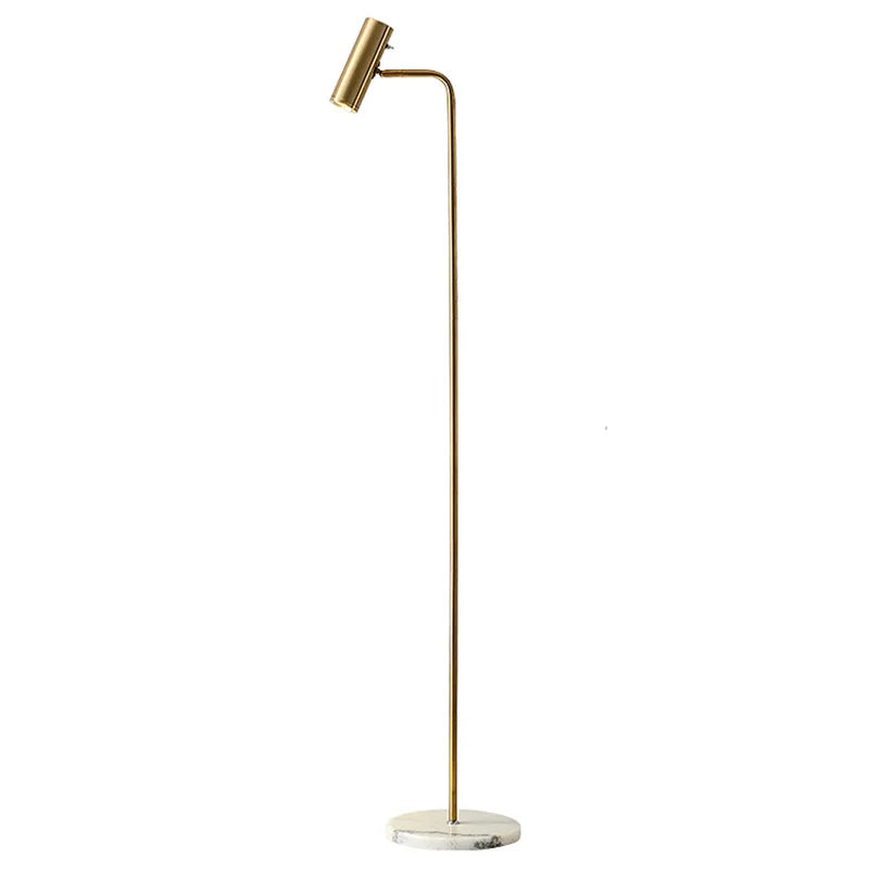 Lampadaire liseuse fin à spot cylindrique et socle en marbre