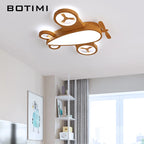Plafonnier LED avion pour chambre d'enfant, effet bois, variateur
