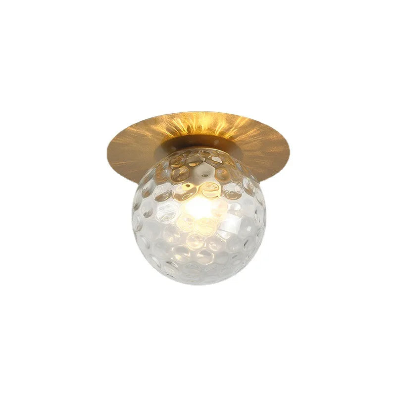 Plafonnier boule de verre sur disque doré ou noir, opale ou bullé