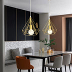 Suspension cage diamant dorée de 26 cm, version suspendue ou plafond